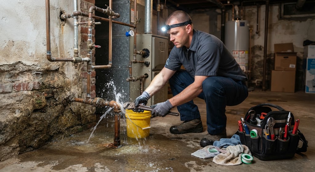 Thermal imaging leak detection equipment finding moisture behind a wall in Middletown NJ